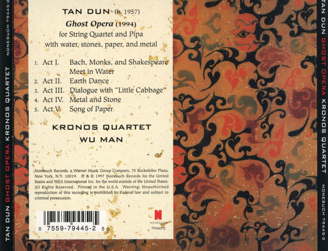 크로노스 콰르텟 - Kronos Quartet, Wu Man - Tan Dun - Ghost Opera (탄둔 : 유령의 오페라) [U.S발매]