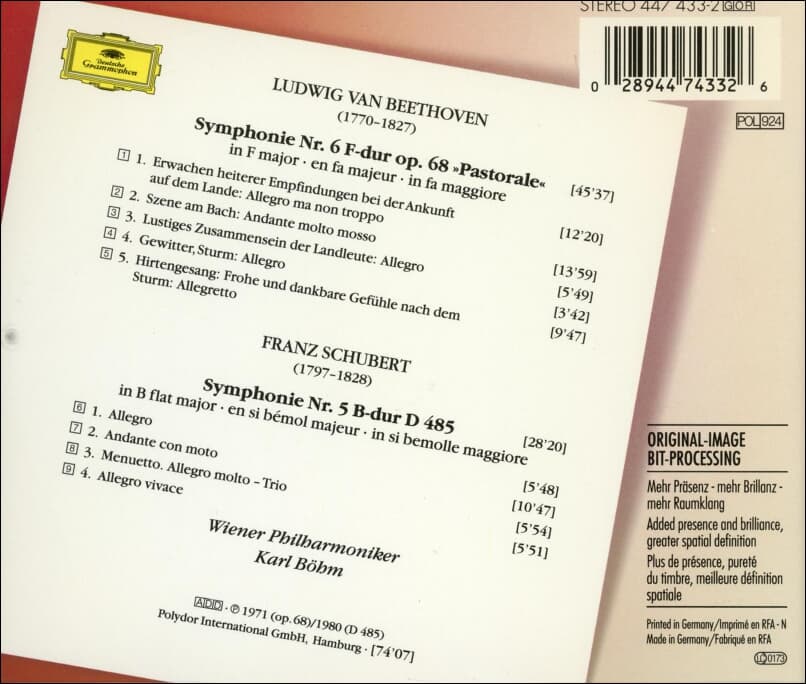 베토벤 (Ludwig Van Beethoven) : Symphonie No. 6 교향곡 ('전원') - 칼 뵘 (Karl Bohm)(독일발매)