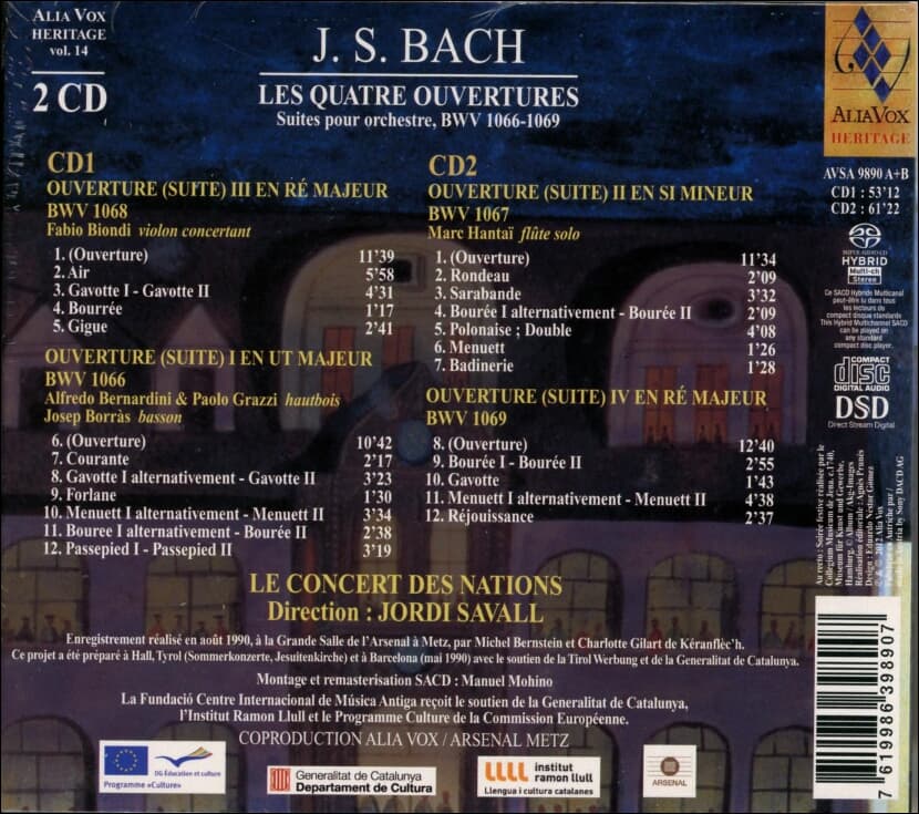 Bach : Suites Pour Orchestre, BWV 1066-1069 (바흐 관현악 조곡) - 사발 (Jordi Savall)(2xSACD)(미개봉)(Spain발매)