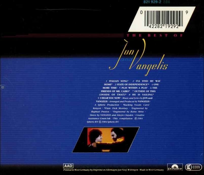 존 앤 반젤리스 (Jon & Vangelis) - The Best Of Jon And Vangelis(독일발매)