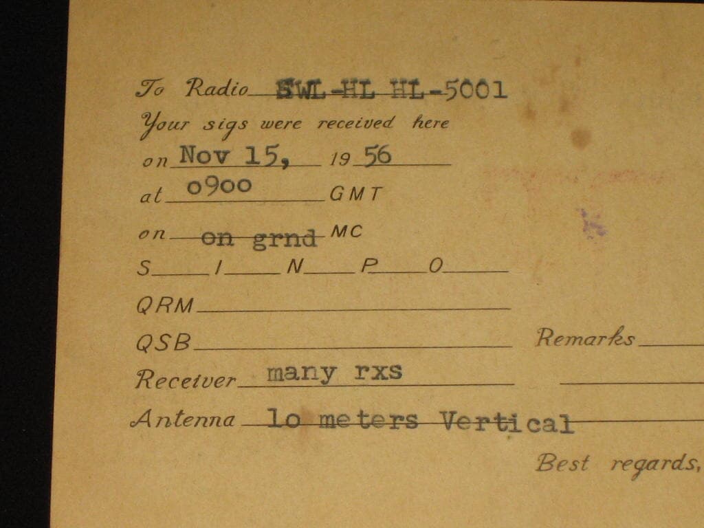 report from Korea DXer 김동주 SWL QSL 카드 HL-5001 HL5AP 조병주 HLKJ HLKA KBS KARL CQ HAM SWL QSL 카드 HL-5001 HL5AP 조병주 HLKJ HLKA KBS KARL CQ HAM 우편엽서