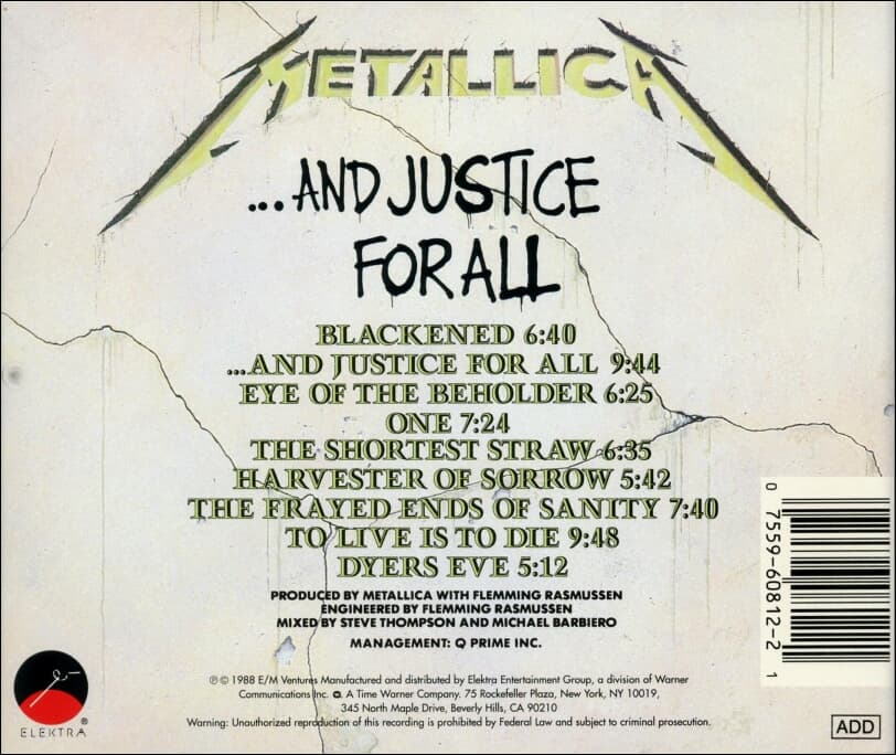 메탈리카 (Metallica) -  ...And Justice For All (US발매)