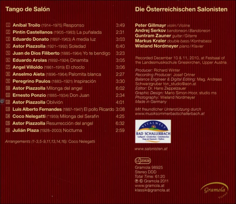 오스트리아 살로니스텐 (Die Osterreichischen Salonisten) - Tango De Salon (살롱의 탱고) (독일발매)