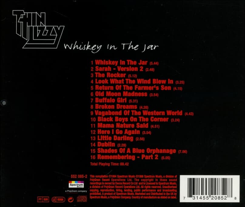 씬 리지 (Thin Lizzy) - Whiskey In The Jar (UK & Europe발매)