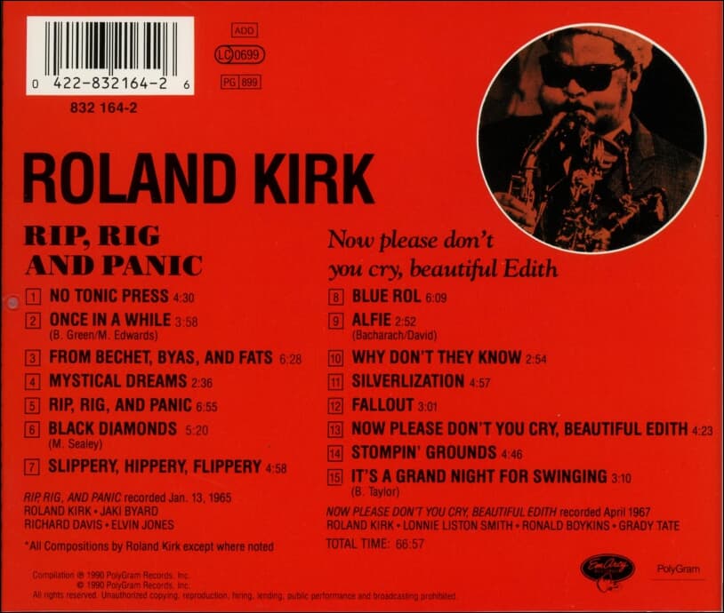 롤랜드 커크 (Roland Kirk) - Rip, Rig & Panic : Now Please Don't You Cry, Beautiful Edith(유럽발매)