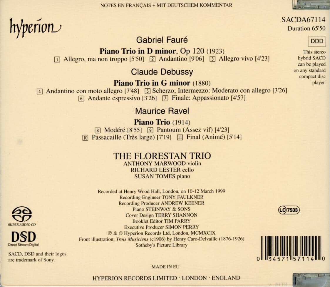 플로레스탄 트리오 - The Florestan Trio - Debussy,Faure,Ravel Piano Trios [SACD] [U.K발매]