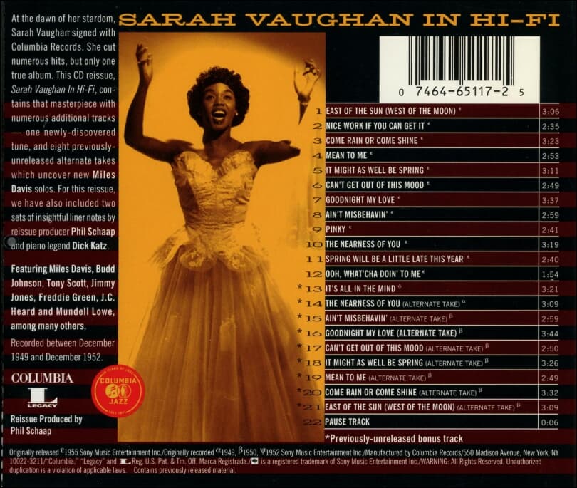 사라 본 (Sarah Vaughan) - Sarah Vaughan In Hi-Fi(US발매)