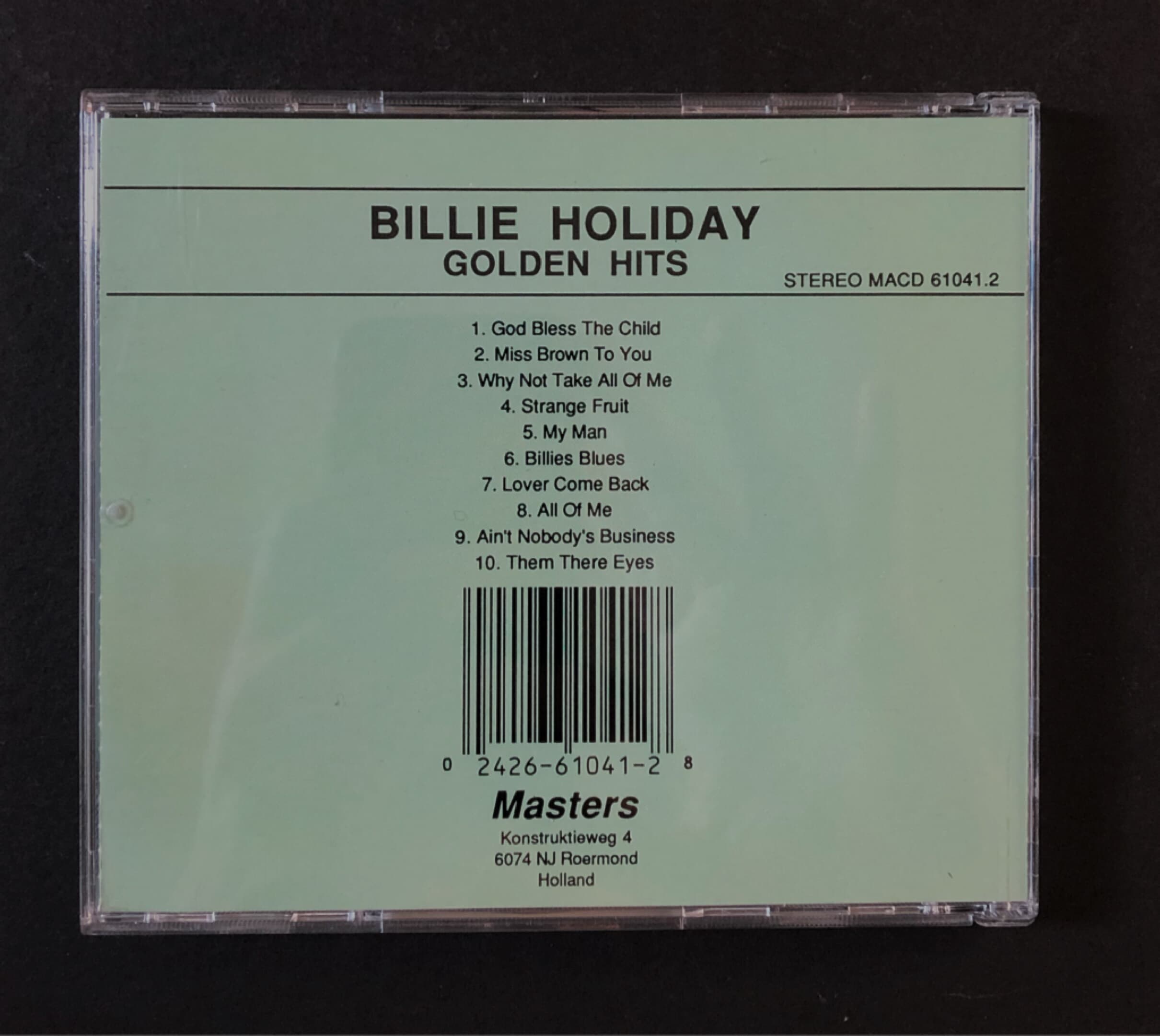 [CD] 수입반 BILLIE HOLIDAY - GOLDEN HITS  (유럽반)