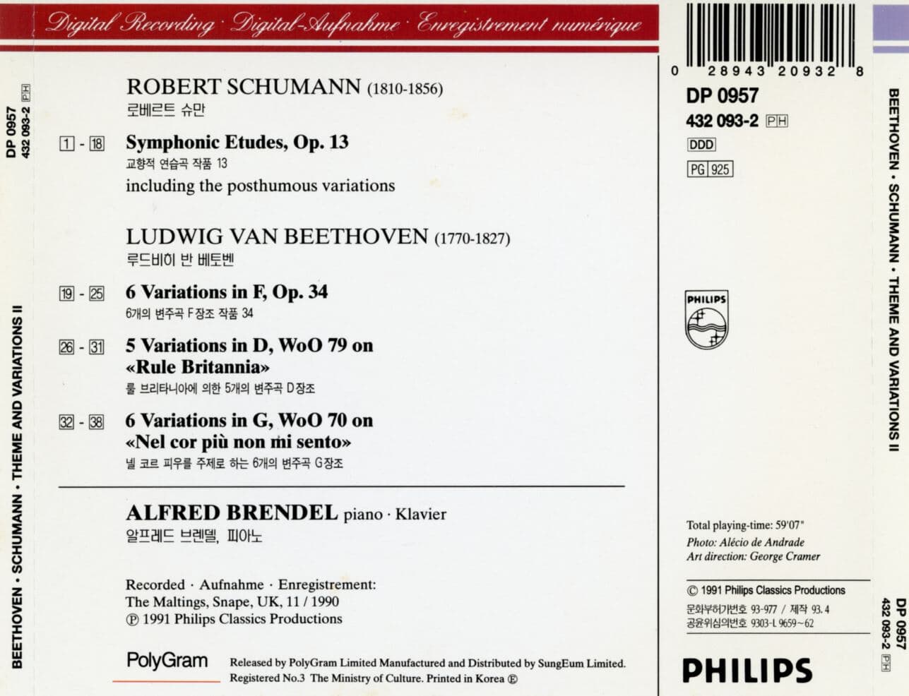 알프레드 브렌델 - Alfred Brendel - Beethoven,Schumann Theme And Variations 2