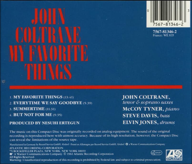 존 콜트레인 (John Coltrane) - My Favorite Things  (유럽발매)