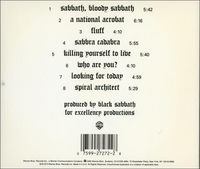 블랙 사바스 (Black Sabbath) - Sabbath Bloody Sabbath  (US발매)