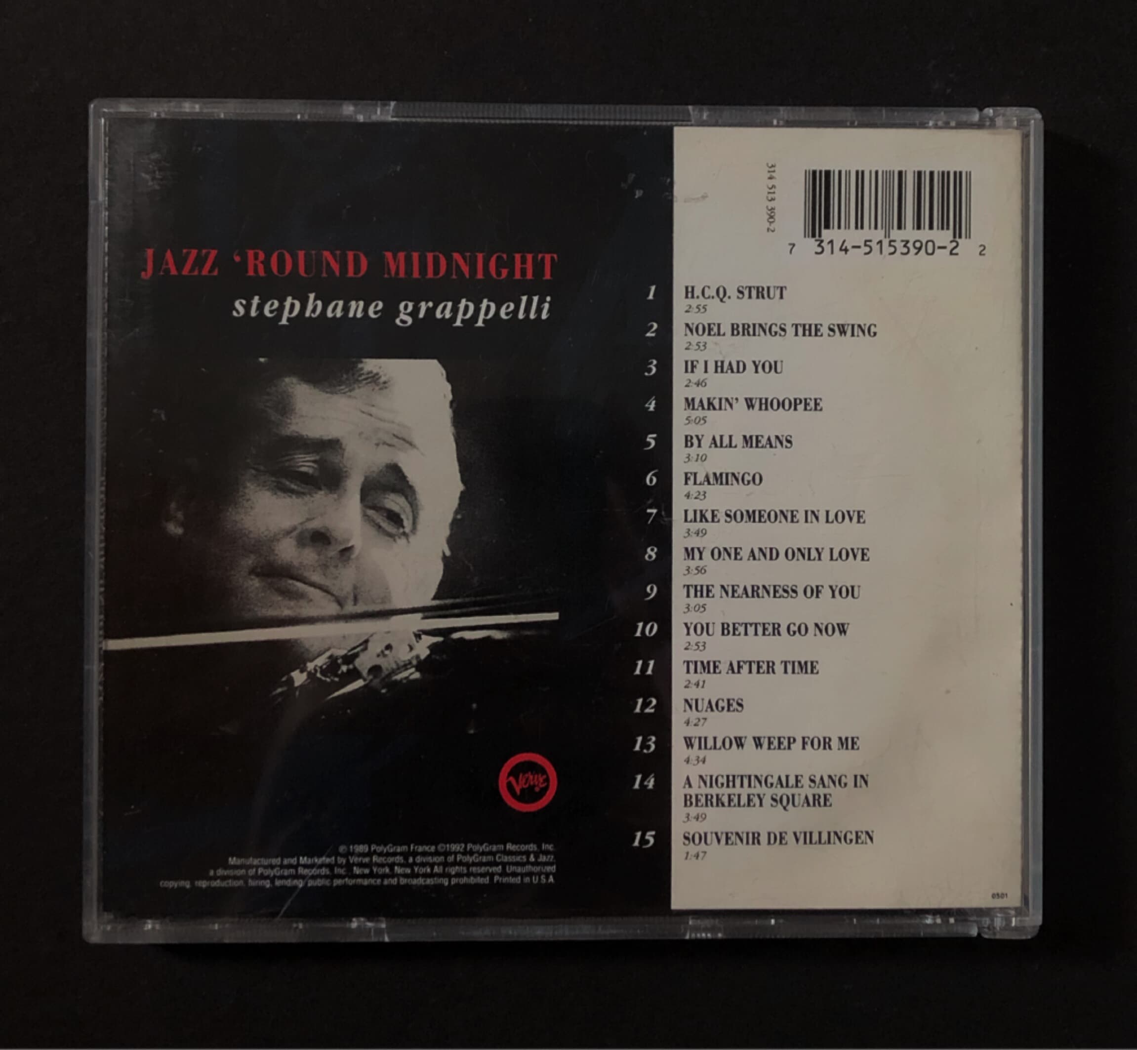 [CD] 수입반  STEPHANE GRAPPELLI - JAZZ ROUND MIDNIGHT (US발매)