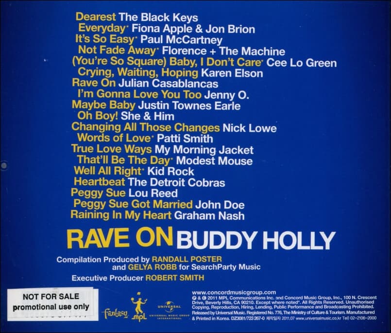 Rave On Buddy Holly - 패티 스미스,키드 락 (Kid Rock),마이 모닝 재킷 (My Morning Jacket)