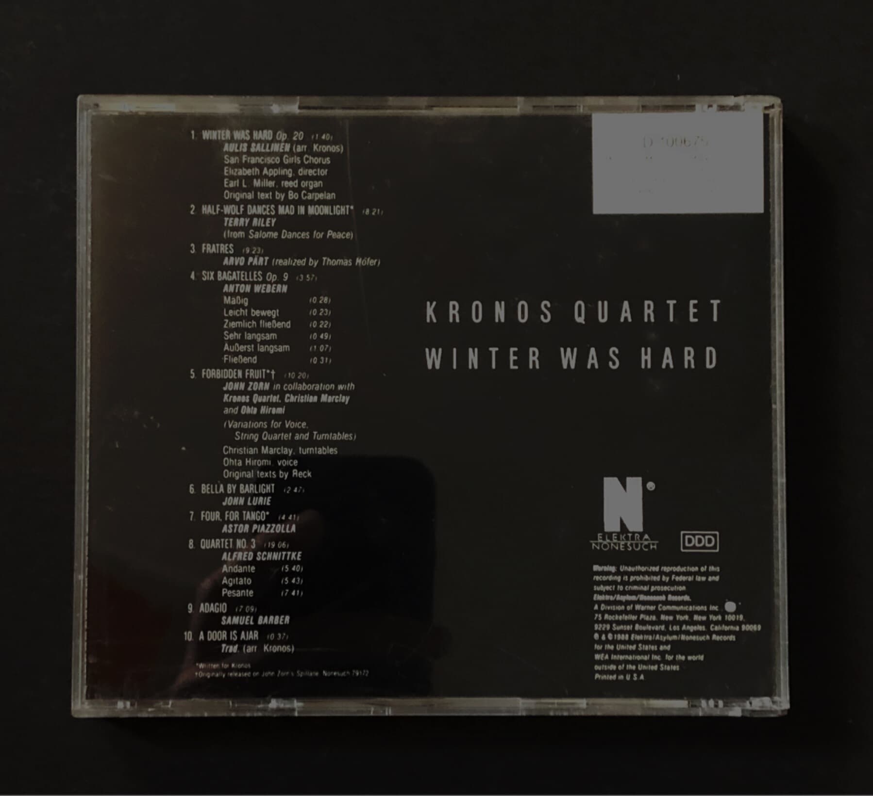 [CD] 수입반  KRONOS QUARTET - WINTER WAS HARD