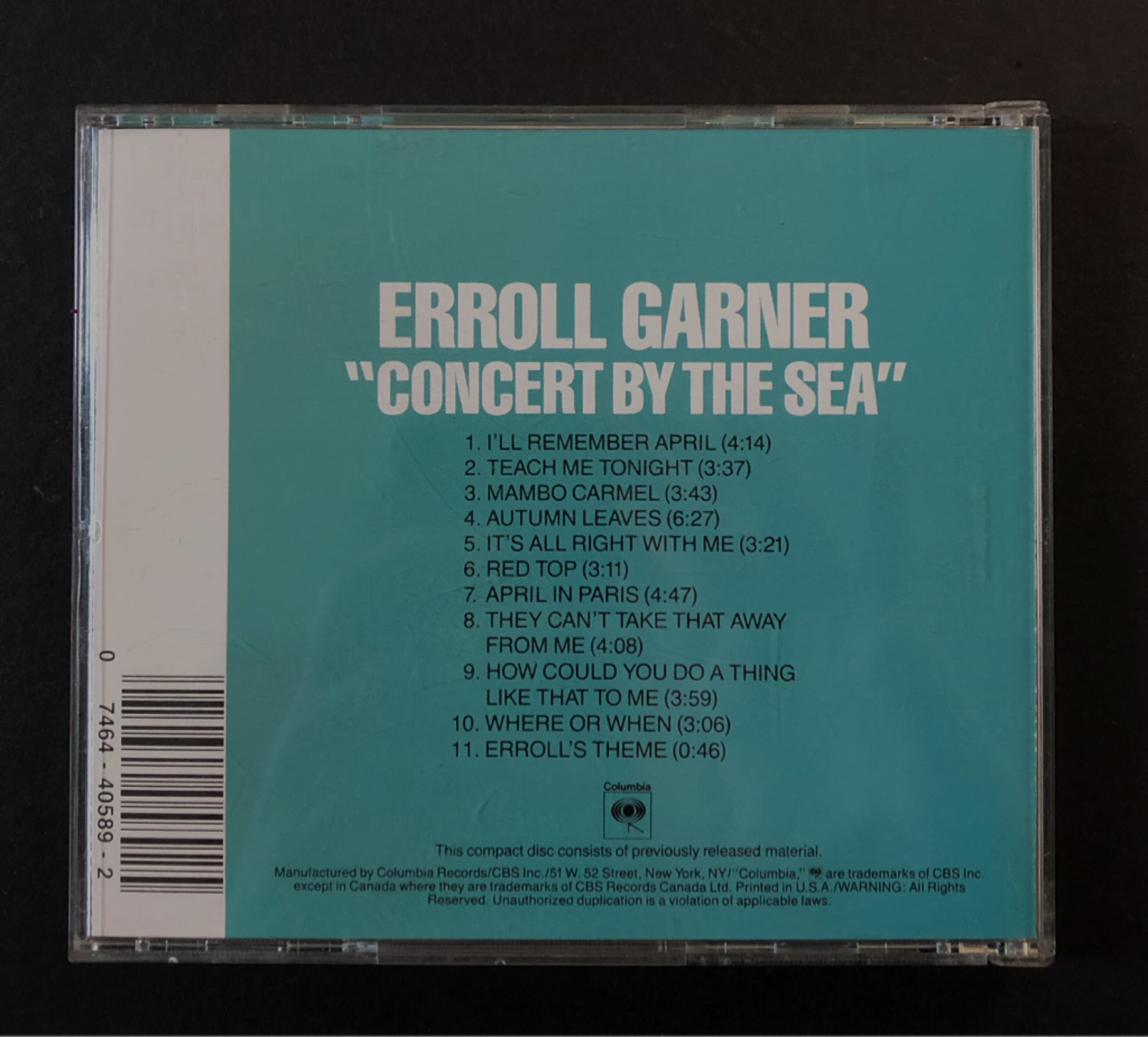 [CD] 수입반 ERROLL GARNER - CONCERT BY THE SEA (US발매)
