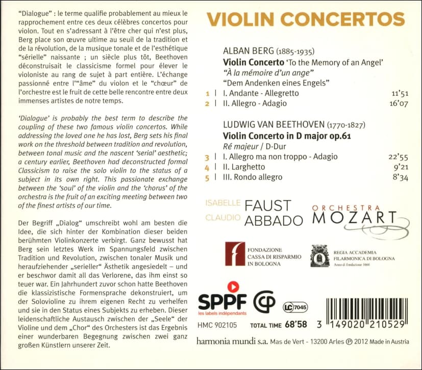 Beethoven , Berg : Violin Concertos(바이올린 협주곡) -  클라우디오 아바도 (Claudio Abbado)(유럽발매)