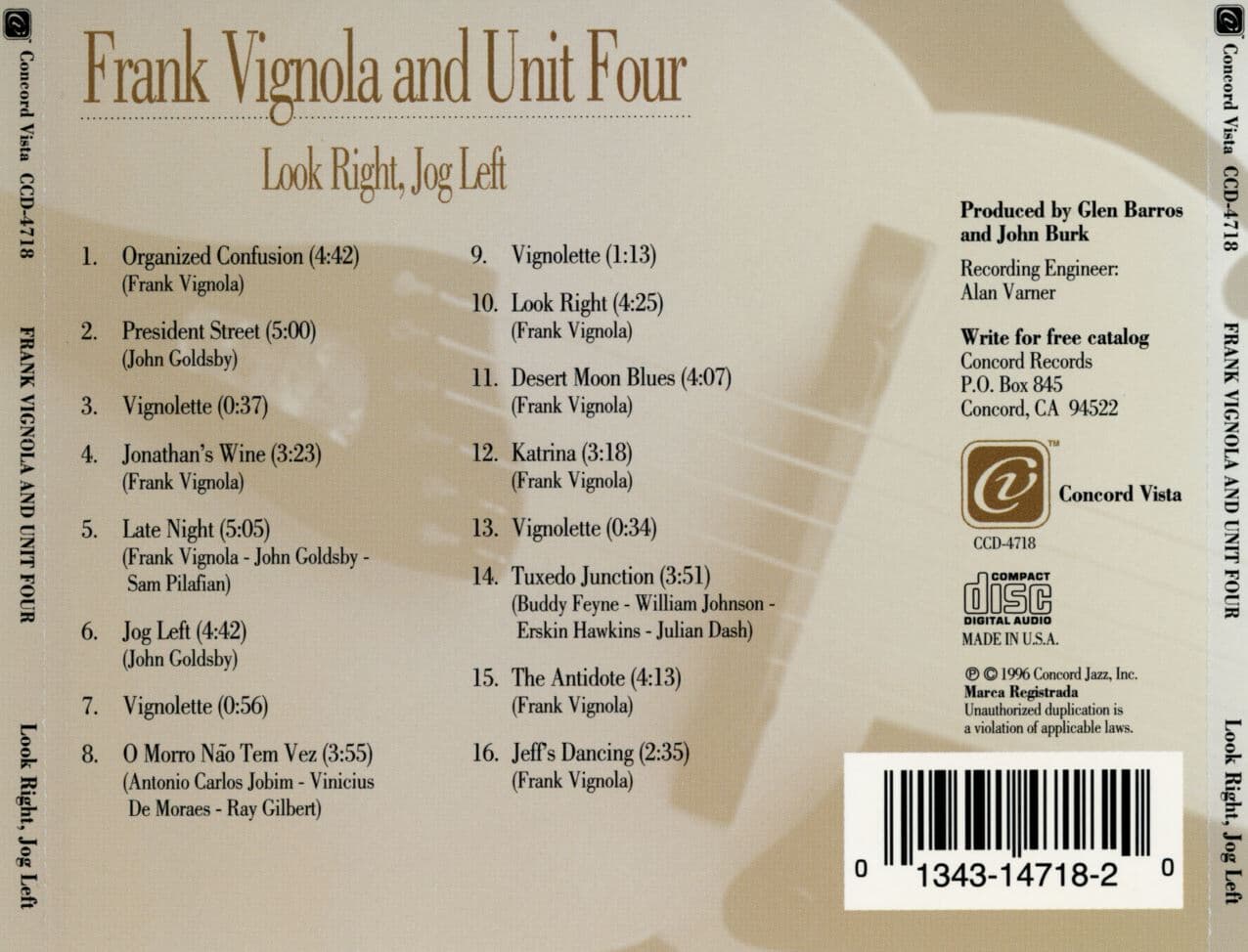 프랭크 비뇰라 & 유닛 포 - Frank Vignola and Unit Four - Look Right, Jog Left [U.S발매]