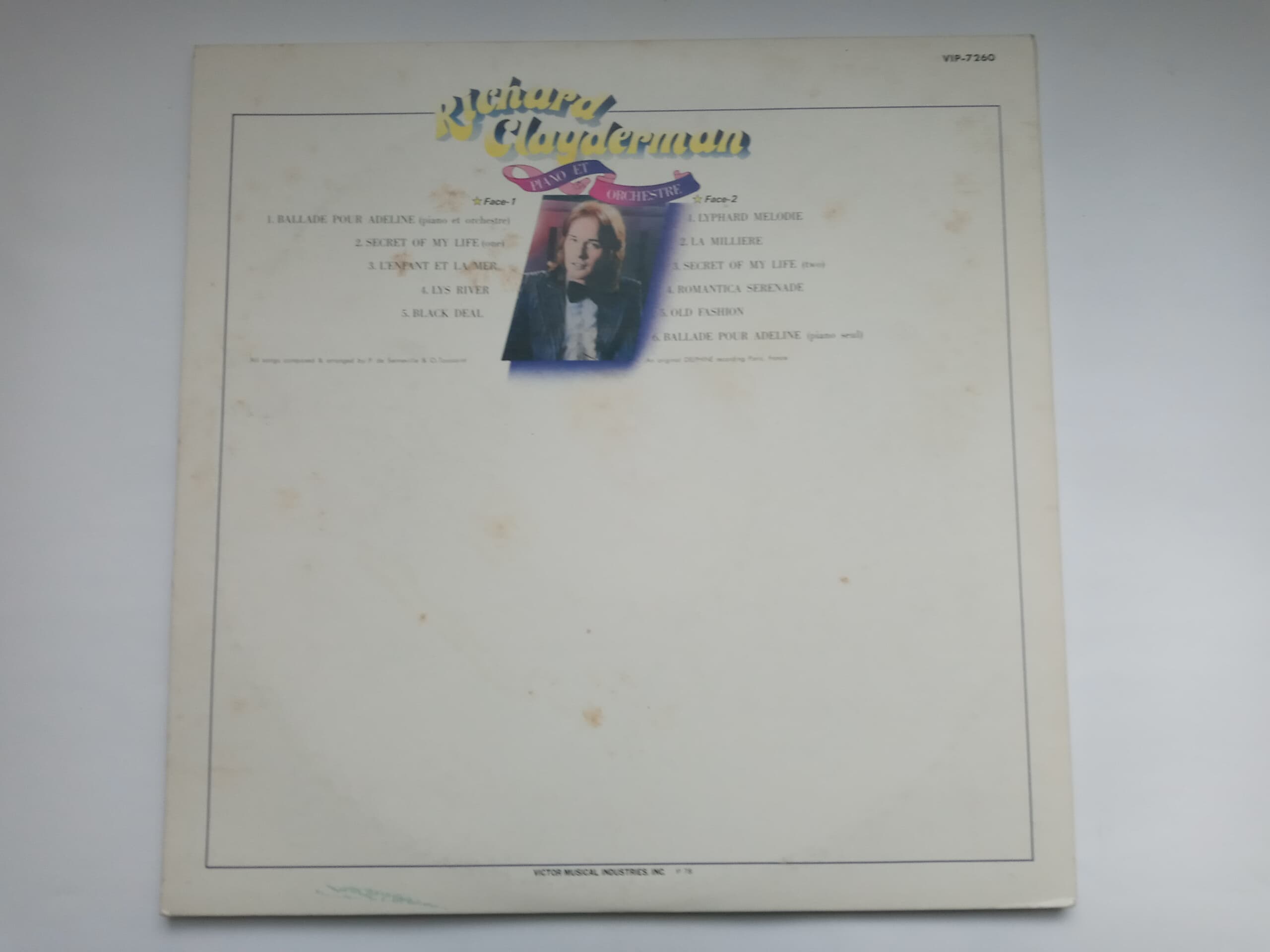 LP(수입) 리처드 클레이더만 Richard Clayderman : Piano Et Orchestre 