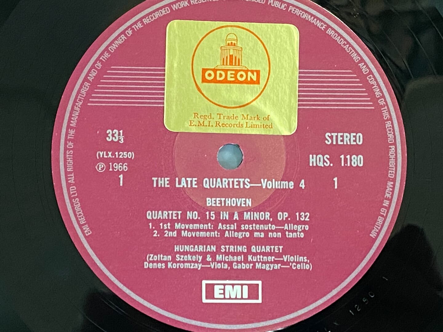 [LP] 헝가리 콰르텟 - Hungarian Quartet - Beethoven: The Late Quartets Vol.4: No.15 Op.132 in A minor LP [U.K반]