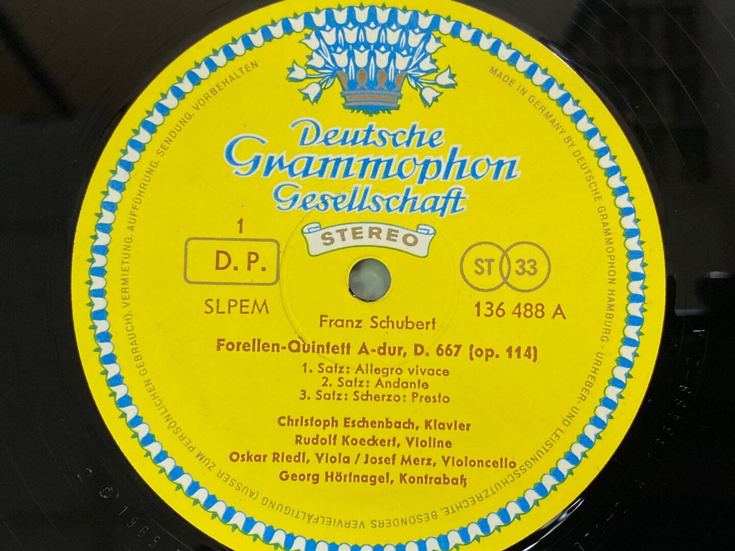 [LP] 크리스토프 에센바흐 - Christoph Eschenbach - Schubert Forellenquintett Notturno LP [빅튤립] [독일반]