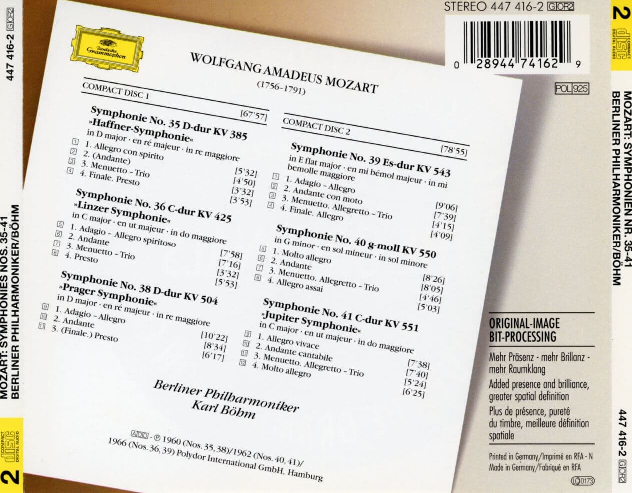 칼 뵘 - Karl Bohm - Mozart Symphonien Nos. 35,41 2Cds [독일발매]