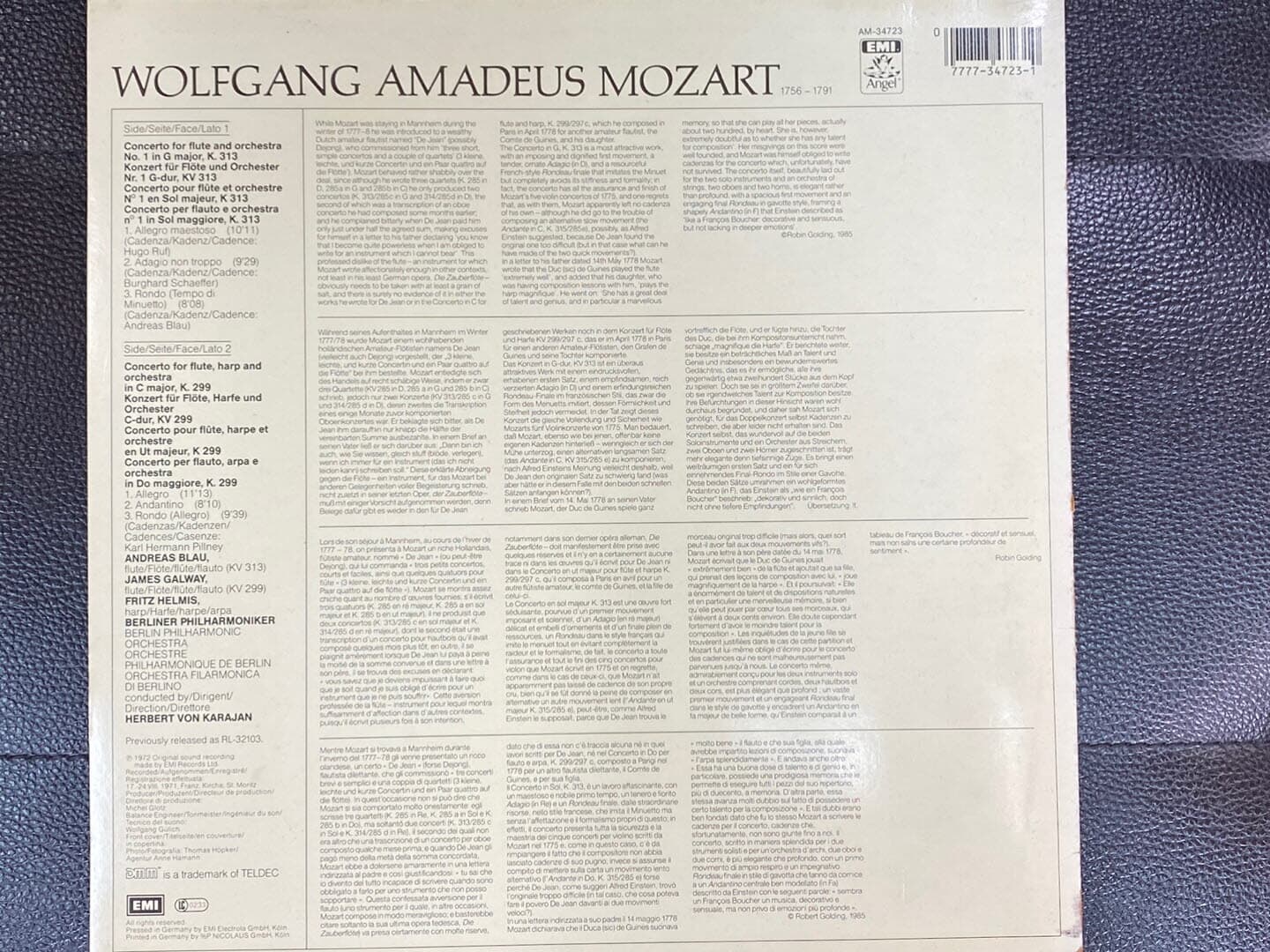 [LP] 제임스 골웨이,카라얀 - James Galway,Karajan - Mozart Flute Concerto LP [U.S반]