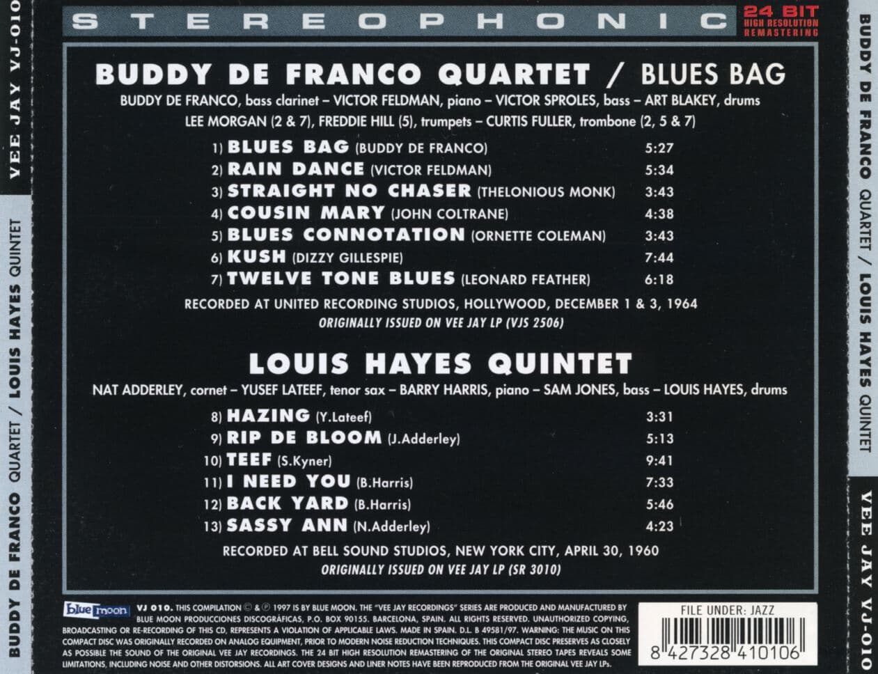 Buddy DeFranco Quartet, Louis Hayes Quintet - Two Classic Vee Jay LPs On One CD [스폐인발매]