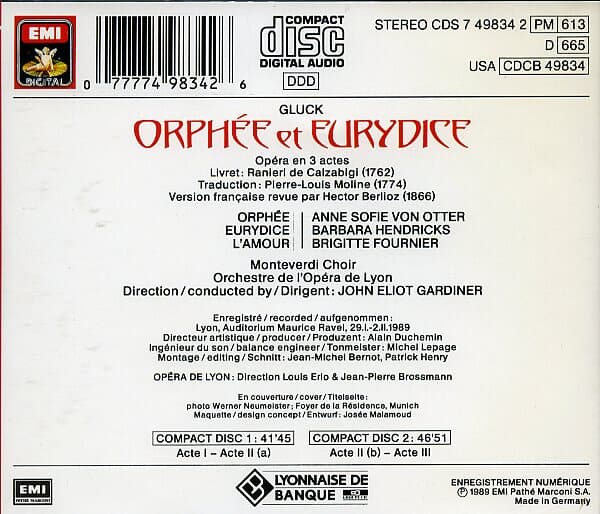 [수입][중고] Orphee et Eurydice  Gluck  Gardiner