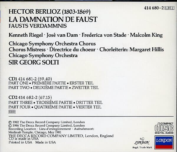 [수입] Berlioz : La Damnation De Faust (2CD)