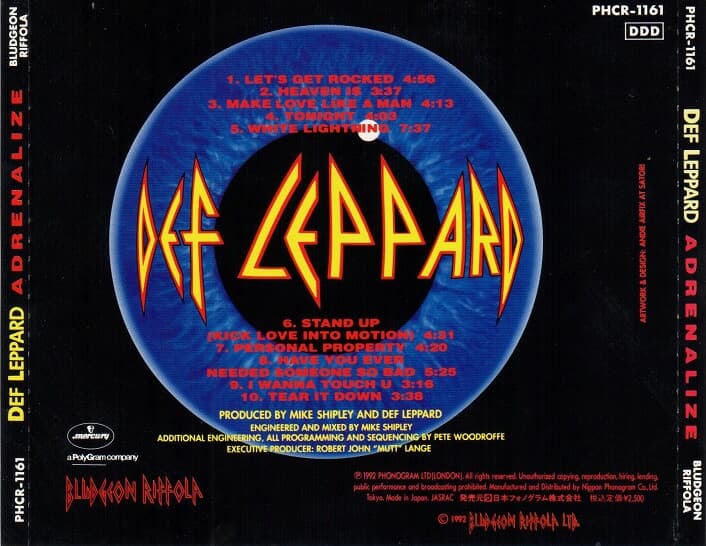 [일본반] Def Leppard - Adrenalize (Bonus Tracks)