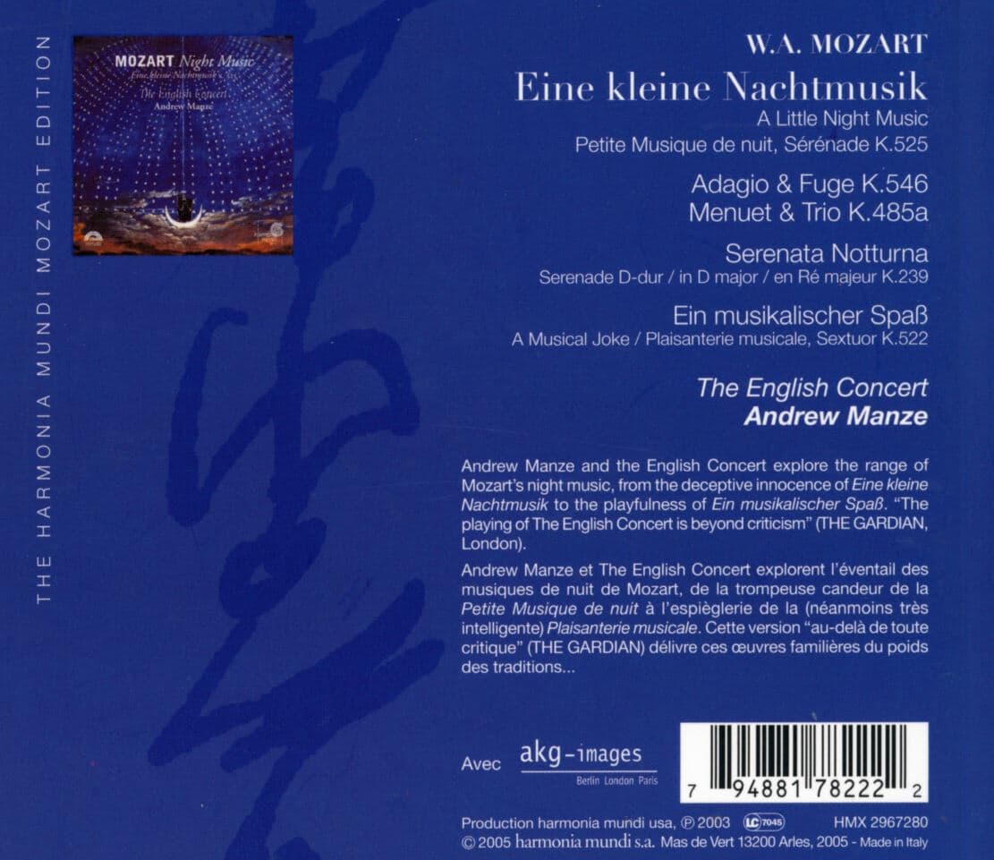 앤드류 만즈 - Andrew Manze - Mozart Eine Kleine Nachtmusik [디지팩] [이태리발매]