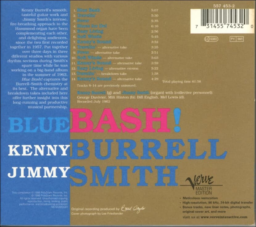 케니 버렐 (Kenny Burrell), 지미 스미스 (Jimmy Smith) - Blue Bash!(유럽발매)