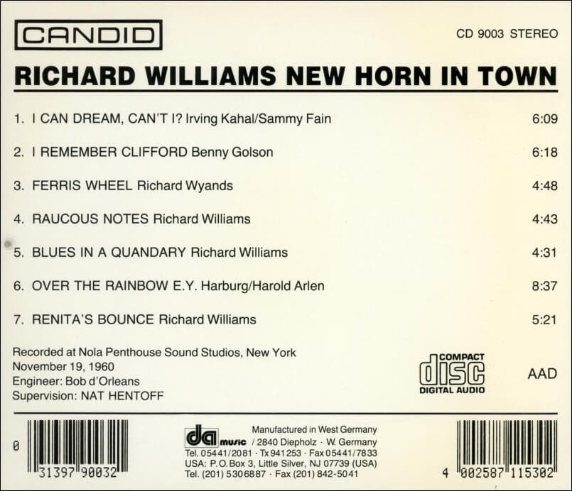 리차드 윌리암스 (Richard Williams) - New Horn In Town (독일발매)