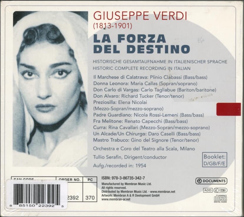 칼라스 (Maria Callas) : 베르디(Verdi) La Forza Del Destino (운명의 힘)(3cd) (독일발매)(미개봉)