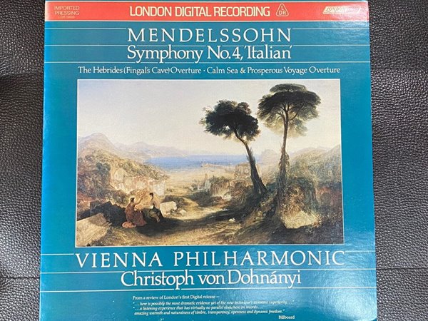 [LP] 크리스토프 폰 도흐나니 - Christoph Von Dohnanyi - Mendelssohn Symphony No.4 Italian LP [U.S반]