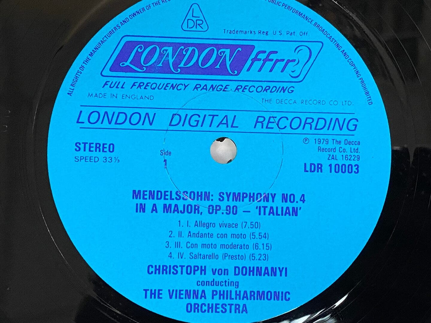 [LP] 크리스토프 폰 도흐나니 - Christoph Von Dohnanyi - Mendelssohn Symphony No.4 Italian LP [U.S반]