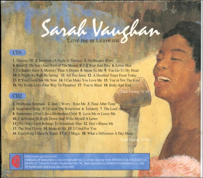 Sarah Vaughan (사라본) - Love Me Or Leave Me (2cd)