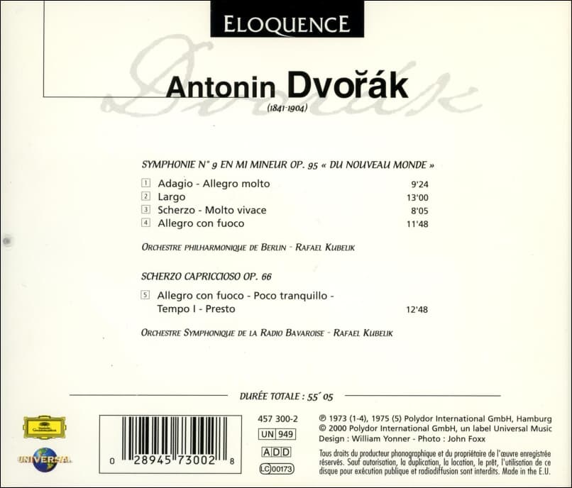 Dvorak : Symphonie No 9 "Du Nouveau Monde" - 쿠벨릭 (Rafael Kubelik)(EU발매)