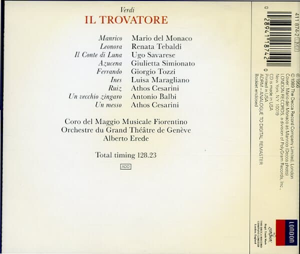 [수입] Il trovatore / Verdi / Erede / Monaco / Tebaldi (2CD)