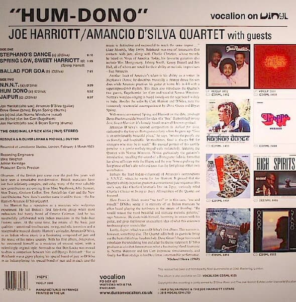 [중고 LP] Joe Harriott & Amancio D'Silva - Hum Dono (Feat. Norma Winstone) (UK 수입)