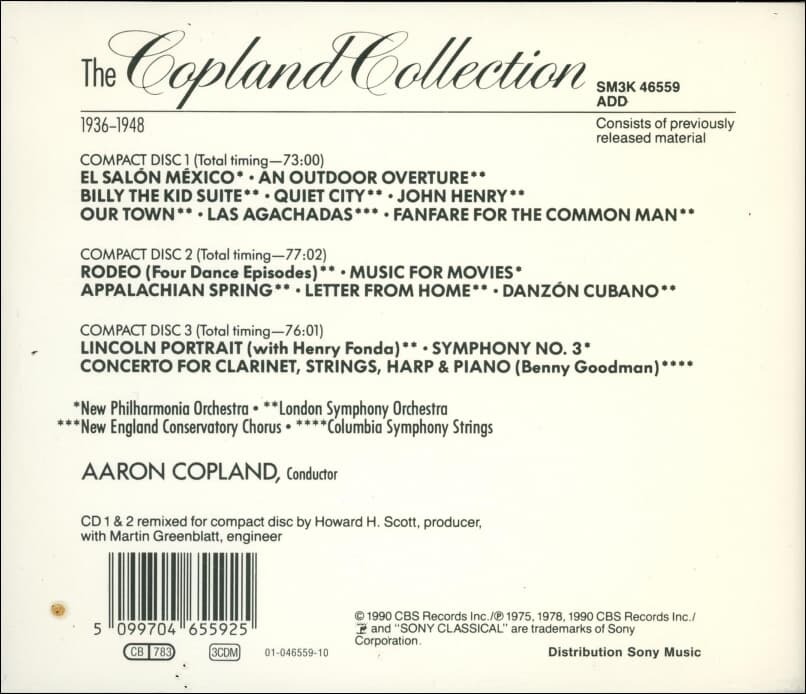 코플랜드 (Aaron Copland) - Orchestral & Ballet Works 1936 -1948 (3cd)(유럽발매)