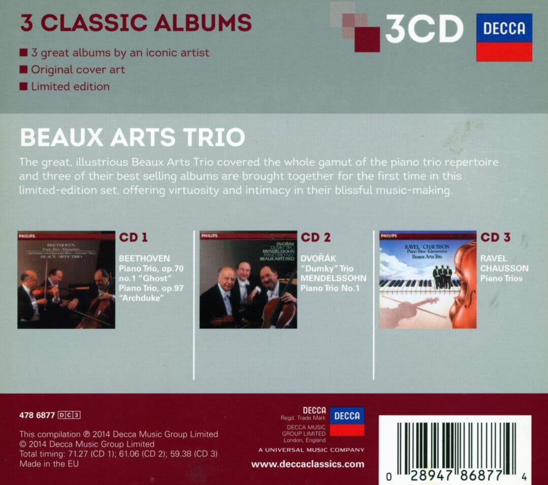 보자르 트리오 - Beaux Arts Trio - 3 Classic Albums 3Cds [LP 미니어처] [E.U발매]