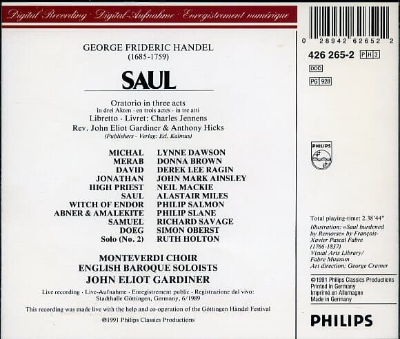 [수입] Handel - Saul / English Baroque Soloists / Gardiner (3CD)