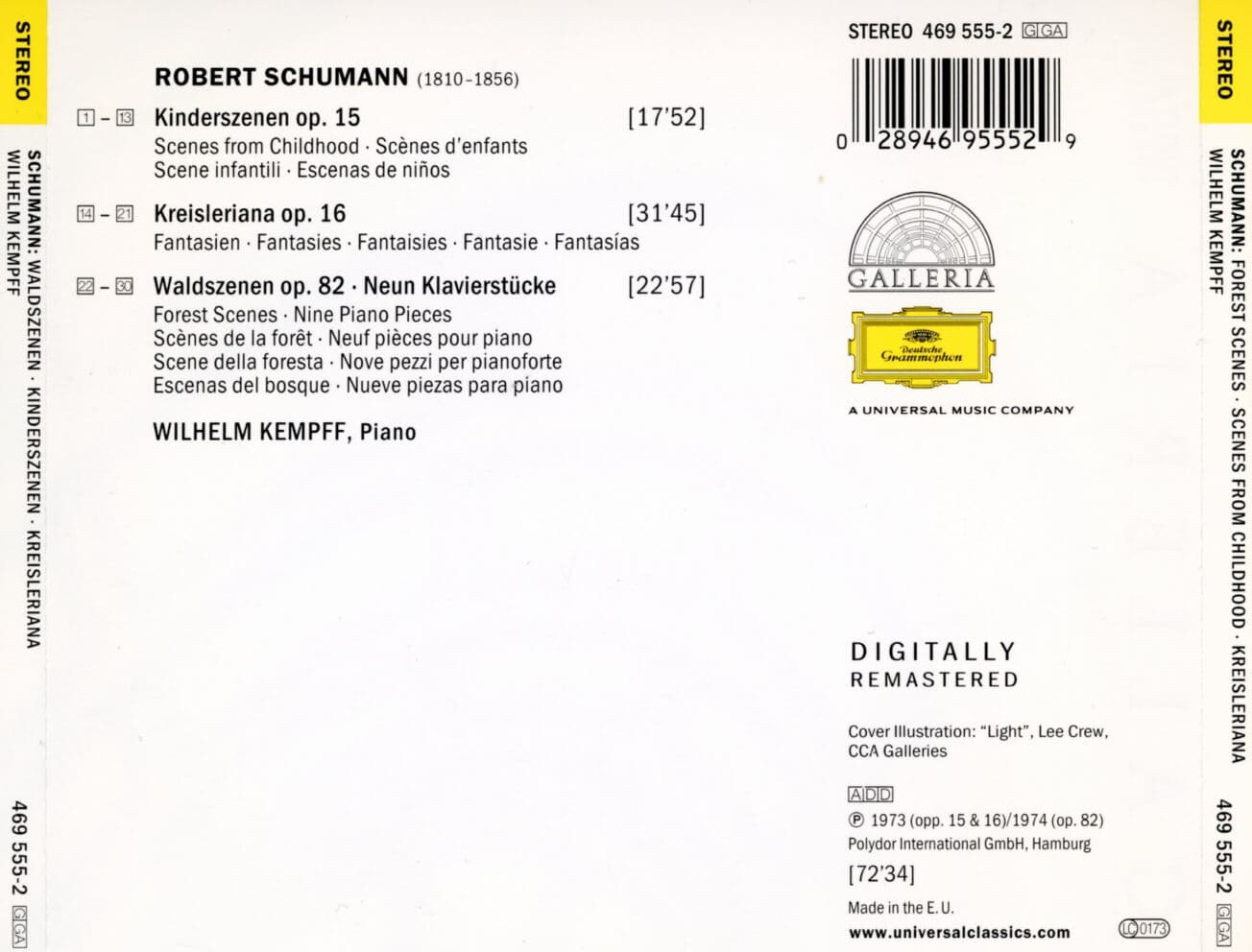빌헬름 캠프 - Wilhelm Kempff - Schumann Kinderszenen, Kreisleriana, Waldszenen [E.U발매]