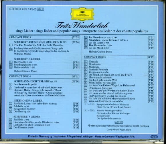 [수입] Fritz Wunderlich 아리아 모음집 (5CD)