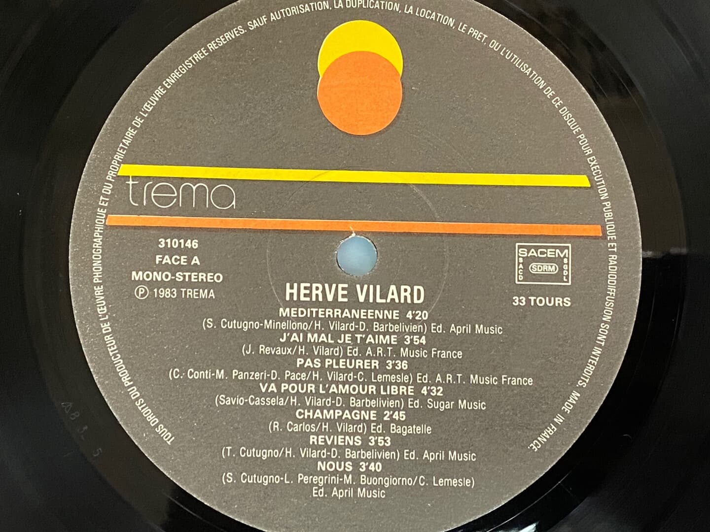 [LP] 허브 빌라드 - Herve Vilard - 14 Chansons D'or LP [프랑스반]