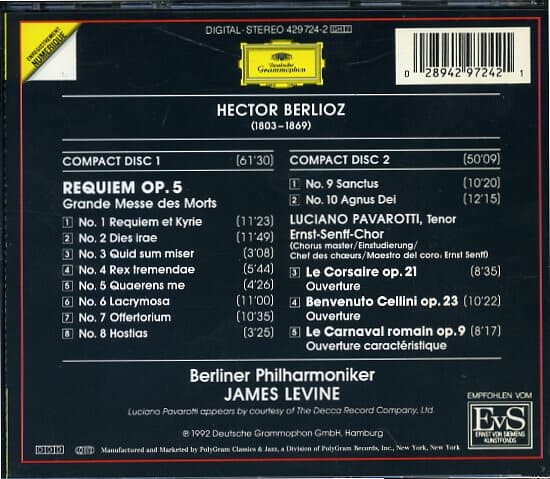 [수입] Berlioz - Requiem / Berliner Philharminiker / Levine (2CD)