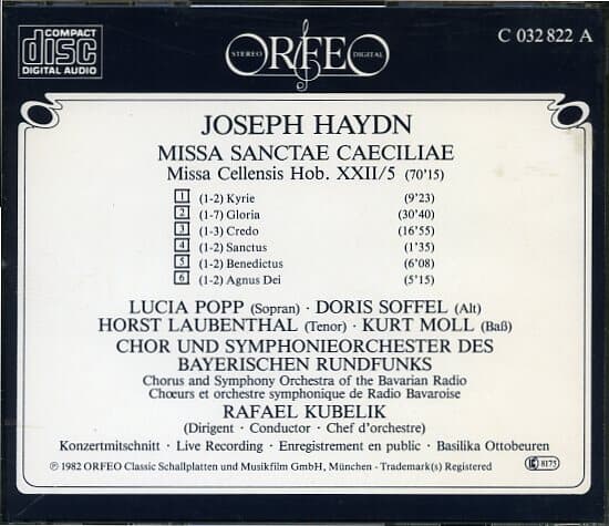 [수입] Haydn - Missa Sanctae Caeciliae (산타 세칠리아 미사) / Kubelik