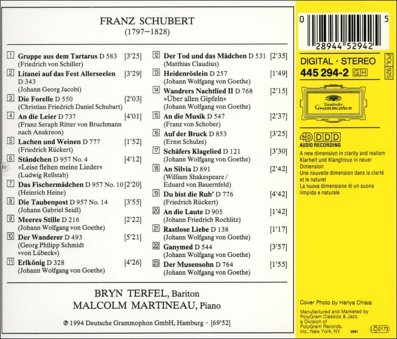 슈베르트 (Franz Schubert) : Favourite Schubert Songs (가곡) - 터펠 (Bryn Terfel) (US발매)