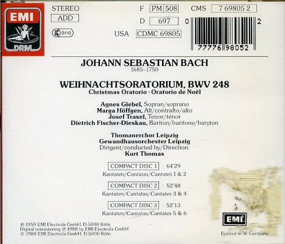 [수입] Bach - Weihnachtsoratorium (크리스마스 오라토리오) / Thomas (3CD)